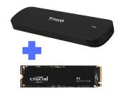 Bundle Boitier Mini  NVME M.2 2280 - USB A et C Noir TQE-2201B + SDD 500Go  NVME